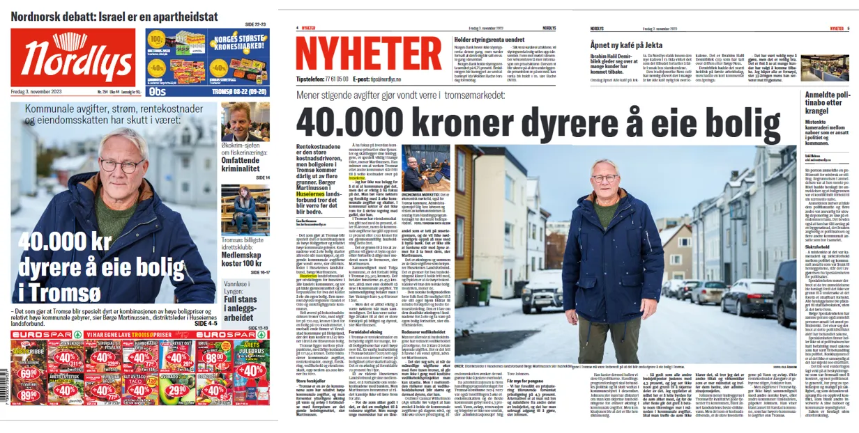 Distriktsleder B&oslash;rge Martinussen i et stort oppslag i Nordlys om &oslash;konomien i Troms&oslash;.