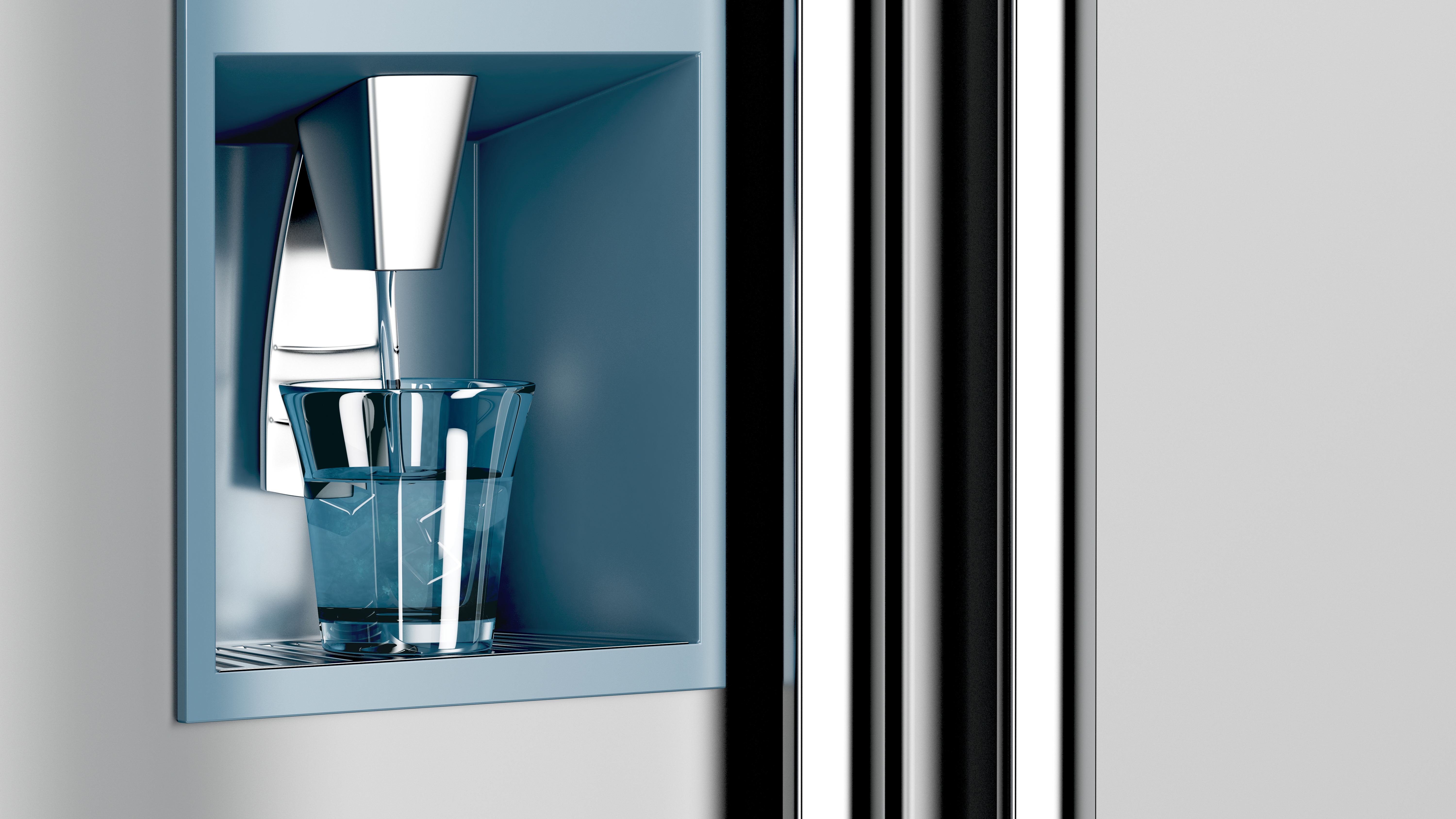 Kjøleskap med vanntilkobling.