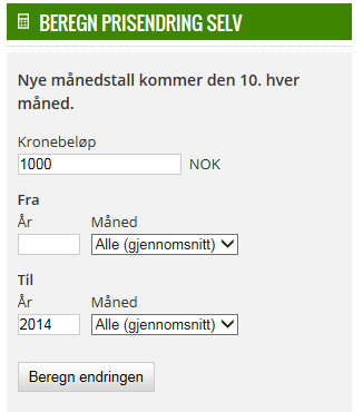Husleien kan du beregne med en kalkulator på SSB sine hjemmesider. FOTO: Skjermdump fra SSB.