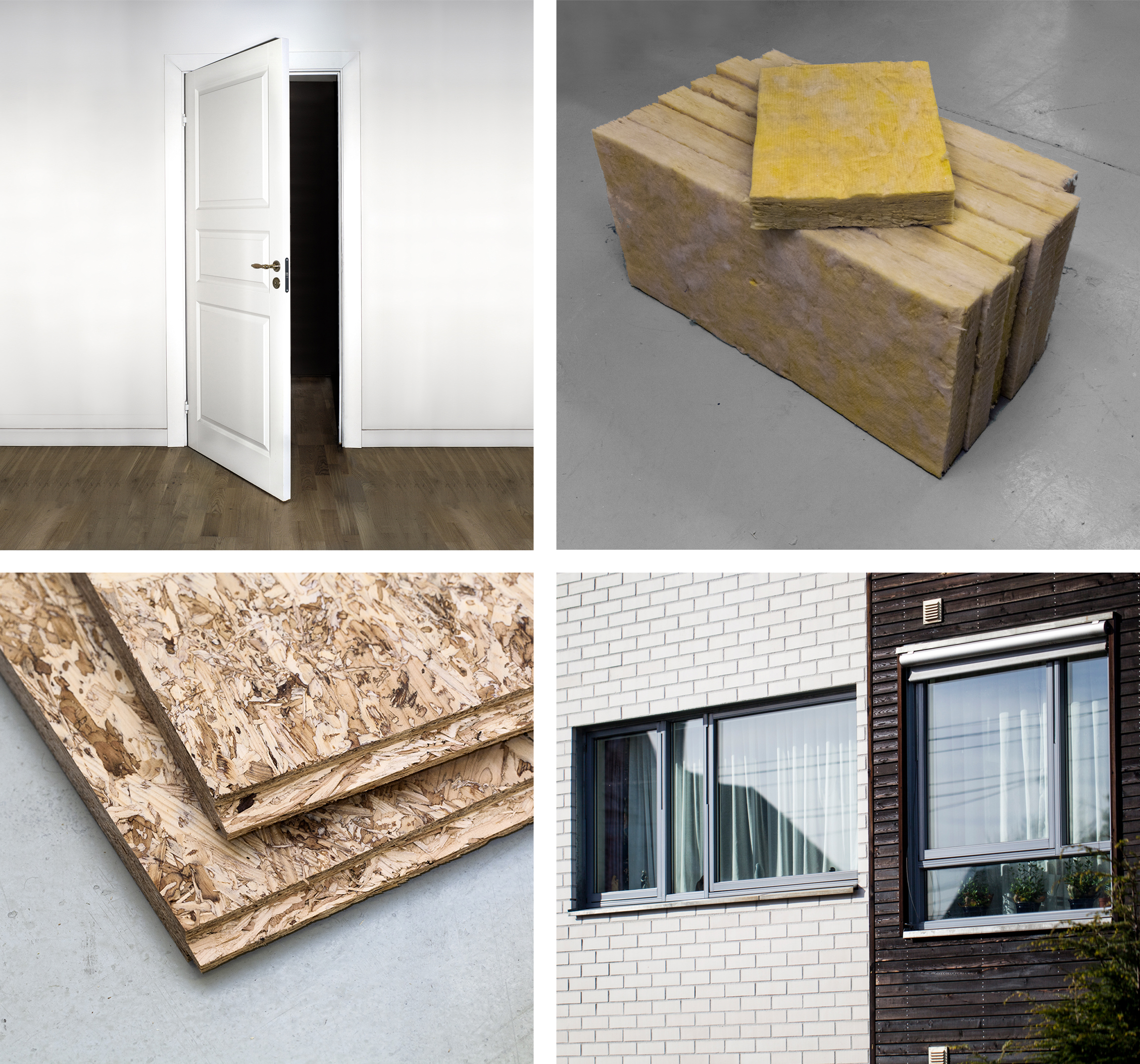 SINTEF Byggforsk utarbeider miljødeklarasjoner (EPD) for ulike typer byggevarer, for eksempel gipsplater, takmembran, takbelegg, fasadepaneler, tunnelduker, vinduer og dører, stålprofil og isolasjon. Illustrasjon: SINTEF Byggforsk